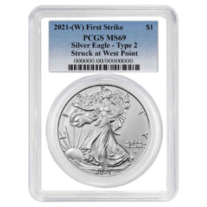 2021 (W) $1 1-oz T2 American Silver Eagle PCGS MS69 FS Blue Label White Frame