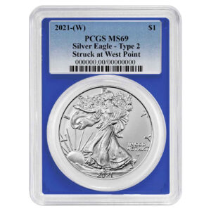 2021 (W) $1 1-oz T2 American Silver Eagle PCGS MS69 Blue Label Blue Frame