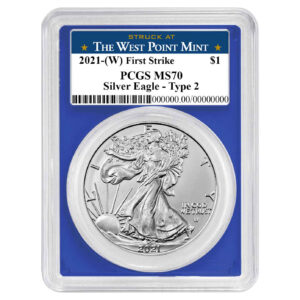 2021 (W) $1 1-oz T2 American Silver Eagle PCGS MS70 FS West Point Label Blue Frame