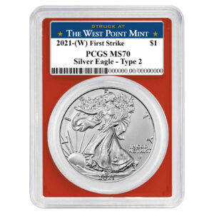 2021 (W) $1 1-oz T2 American Silver Eagle PCGS MS70 FS West Point Label Red Frame