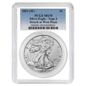 2021 (W) $1 1-oz T2 American Silver Eagle PCGS MS70 Blue Label White Frame