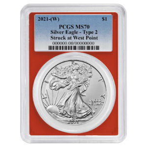 2021 (W) $1 1-oz T2 American Silver Eagle PCGS MS70 Blue Label Red Frame