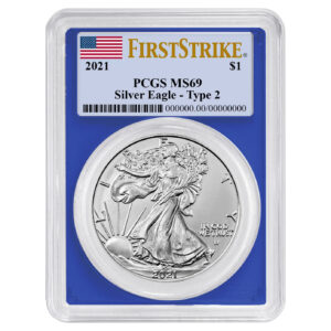 2021 $1 1-oz T2 American Silver Eagle PCGS MS69 FS Flag Label Blue Frame