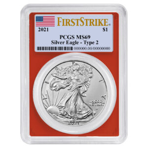 2021 $1 1-oz T2 American Silver Eagle PCGS MS69 FS Flag Label Red Frame
