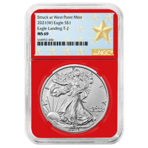 2021 (W) $1 Type 2 American Silver Eagle NGC MS69 West Point Star Label Red Core