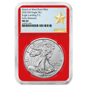 2021 (W) $1 Type 2 American Silver Eagle NGC MS69 ER West Point Star Label Red Core