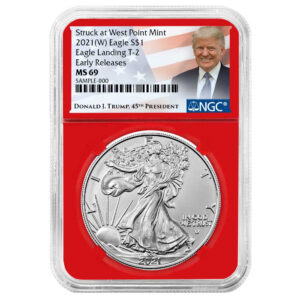 2021 (W) $1 Type 2 American Silver Eagle NGC MS69 ER Trump Label Red Core