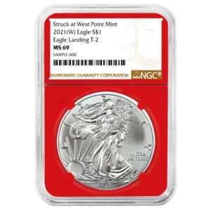 2021 (W) $1 Type 2 American Silver Eagle NGC MS69 Brown Label Red Core