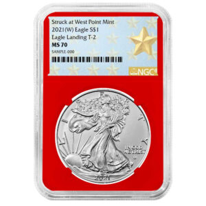 2021 (W) $1 Type 2 American Silver Eagle NGC MS70 West Point Star Label Red Core