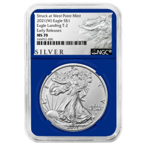2021 (W) $1 Type 2 American Silver Eagle NGC MS70 ER ALS Label Blue Core