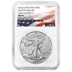 2021 (W) $1 Type 2 American Silver Eagle NGC MS70 Flag Label