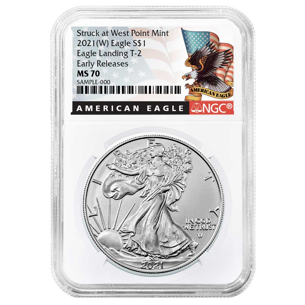 2021 (W) $1 Type 2 American Silver Eagle NGC MS70 ER Black Label