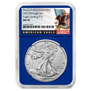 2021 (W) $1 Type 2 American Silver Eagle NGC MS70 Black Label Blue Core
