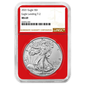 2021 $1 Type 2 American Silver Eagle NGC MS69 Brown Label Red Core