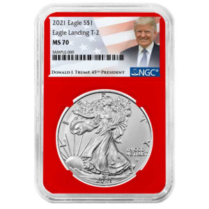 2021 $1 Type 2 American Silver Eagle NGC MS70 Trump Label Red Core