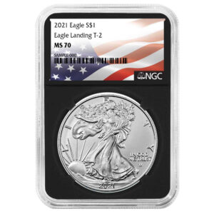 2021 $1 Type 2 American Silver Eagle NGC MS70 Flag Label Retro Core