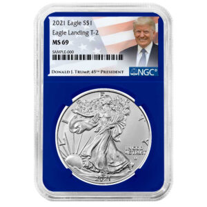 2021 $1 Type 2 American Silver Eagle NGC MS69 Trump Label Blue Core