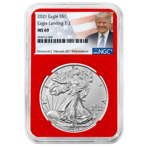 2021 $1 Type 2 American Silver Eagle NGC MS69 Trump Label Red Core
