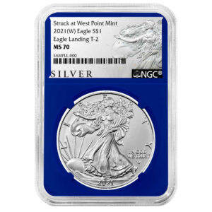2021 (W) $1 Type 2 American Silver Eagle NGC MS70 ALS Label Blue Core