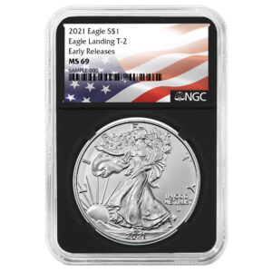 2021 $1 Type 2 American Silver Eagle NGC MS69 ER Flag Label Retro Core