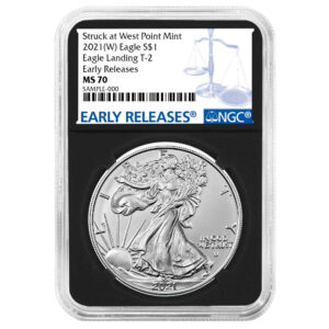 2021 (W) $1 Type 2 American Silver Eagle NGC MS70 ER Blue Label Retro Core