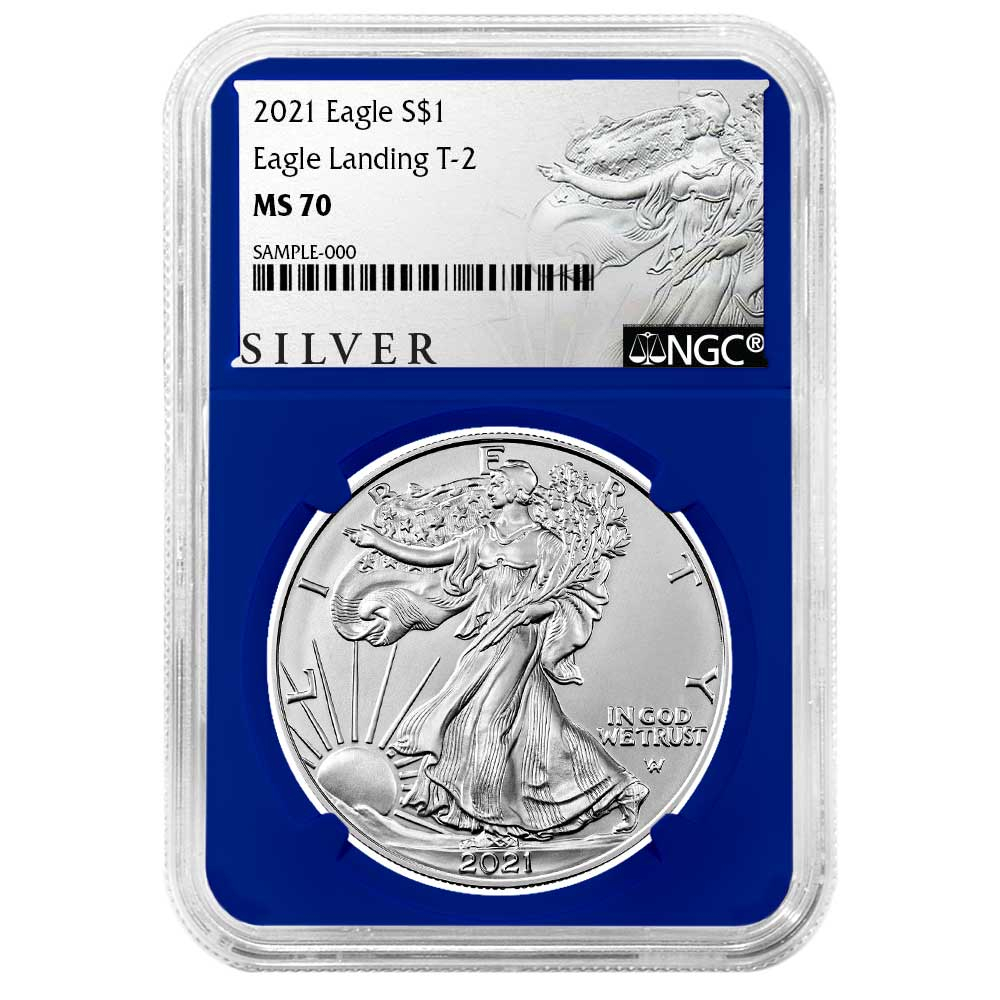 2021 $1 Type 2 American Silver Eagle NGC MS70 ALS Label Blue Core