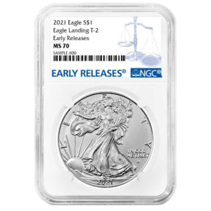 2021 $1 Type 2 American Silver Eagle NGC MS70 ER Blue Label
