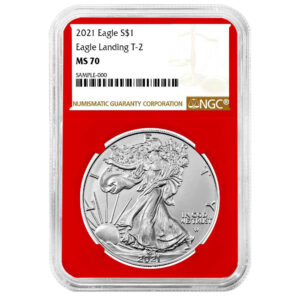 2021 $1 Type 2 American Silver Eagle NGC MS70 Brown Label Red Core