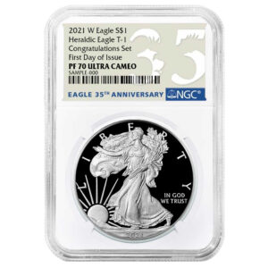 2021-W Proof $1 Type 1 American Silver Eagle Congratulations Set NGC PF70UC FDI 35th Anniversary Label
