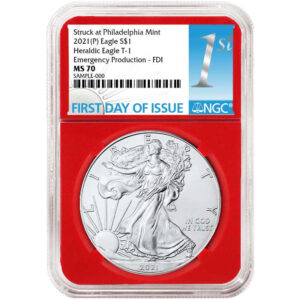 2021 (P) $1 American Silver Eagle NGC MS70 Emergency Production FDI First Label Red Core
