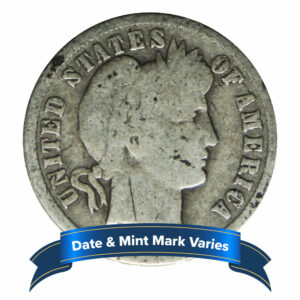 10 Dimes - $1 Face Value Full Dates 90% Silver Barber Dimes