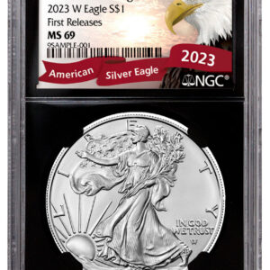 2023-W $1 1oz Burnished Silver Eagle NGC MS69 First Releases Black Core Exclusive Eagle Label