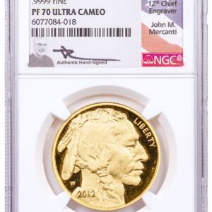 2012 W $50 1 oz Gold Buffalo NGC PF70 UC Mercanti Signed Flag Label