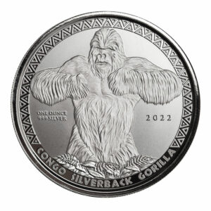 2022 Congo 1oz Silver Silverback Gorilla Fr.500 Coin GEM BU