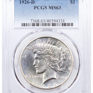 1926-D Silver Peace Dollar PCGS MS63