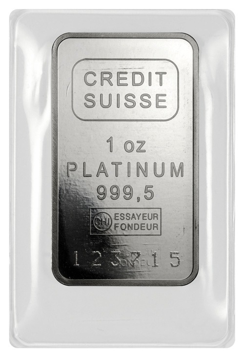 Credit Suisse 1 oz. .9995 Fine Platinum Bar - New Sealed With Assay Certificate