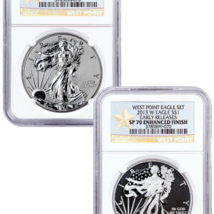 2013-W West Point Silver Eagle 2-Coin Set NGC PF70 ER (West Point Gold Star Label)