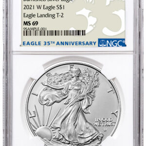 2021-W Burnished American Silver Eagle Type 2 NGC MS69 Burnished 35th Anniversary Label