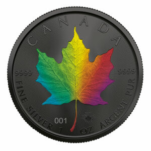 2022 Canada Maple Leaf Rainbow Commemorative Silver $5 Coin GEM BU OGP