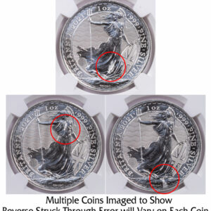 2021 Great Britain Silver Britannia 1 oz Silver £2 Coin Mint Error Reverse Struck Thru NGC MS69