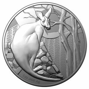 2022 Australia Kangaroo Series 1 oz Silver Frosted $1 Coin GEM BU In Capsule