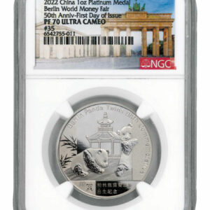 2022 China Panda Berlin Show 1 oz Platinum Proof Medal Scarce and Unique Coin Division NGC PF70 UC FDI
