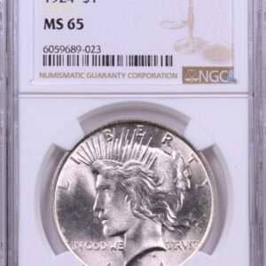1924 Silver Peace Dollar NGC MS65