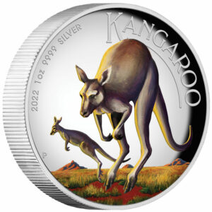 2022-P Australia Silver Kangaroo High Relief 1 oz Silver Colorized Proof $1 Coin GEM Proof OGP