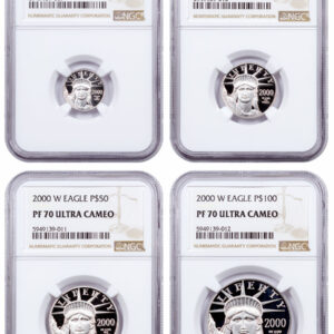 2000-W Platinum American Eagle 4-Coin Set Proof Consecutive Numbered Set NGC PF70 UC