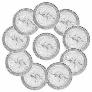 Lot of 10 - 2021-P Australia Silver Kangaroo 1 oz Silver $1 Coins GEM BU