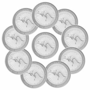 Lot of 10 - 2022-P Australia Silver Kangaroo 1 oz Silver $1 Coins GEM BU