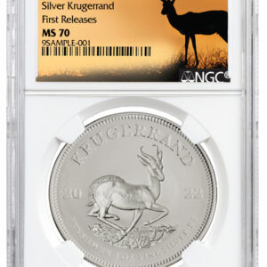 2022 South Africa 1 oz Silver Krugerrand R1 Coin NGC MS70 FR Springbok Label