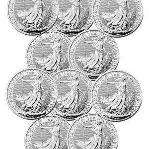 Lot of 10 - 2022 Great Britain 1 oz Silver Britannia £2 Coins GEM BU