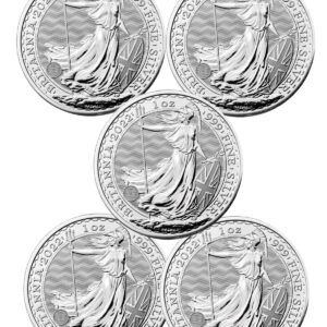 Lot of 5 - 2022 Great Britain 1 oz Silver Britannia £2 Coins GEM BU
